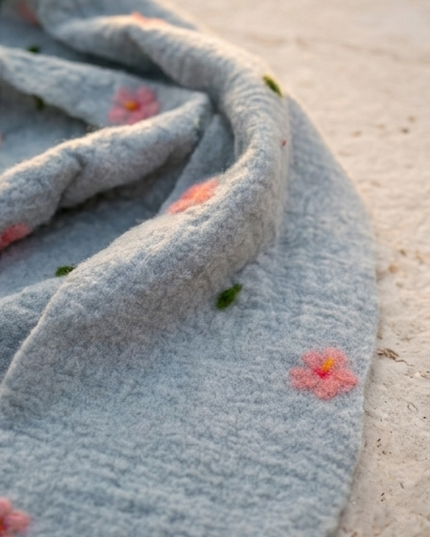 Handmade Merino Wool Wet Felted Naturally Dyed Scarf