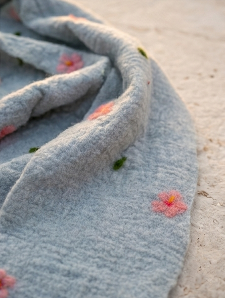 Handmade Merino Wool Wet Felted Naturally Dyed Scarf