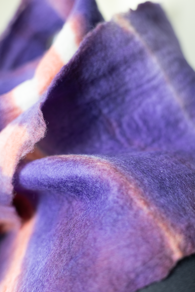 Handmade Merino wool wet felted naturally dyed scarf