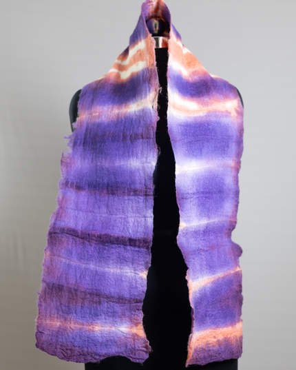 Handmade Merino wool wet felted naturally dyed scarf