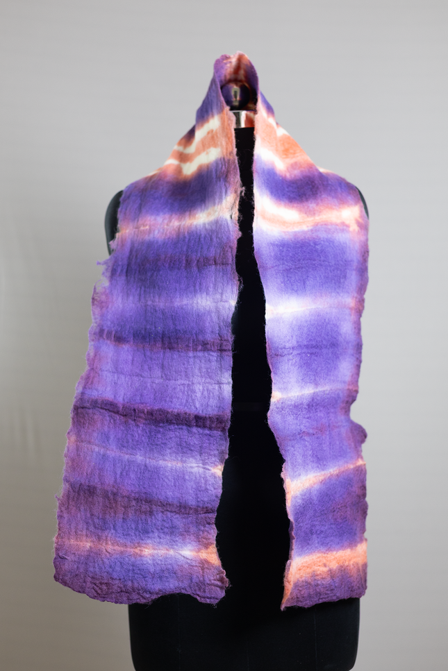 Handmade Merino wool wet felted naturally dyed scarf