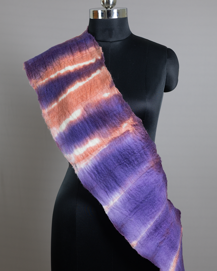 Handmade Merino wool wet felted naturally dyed scarf