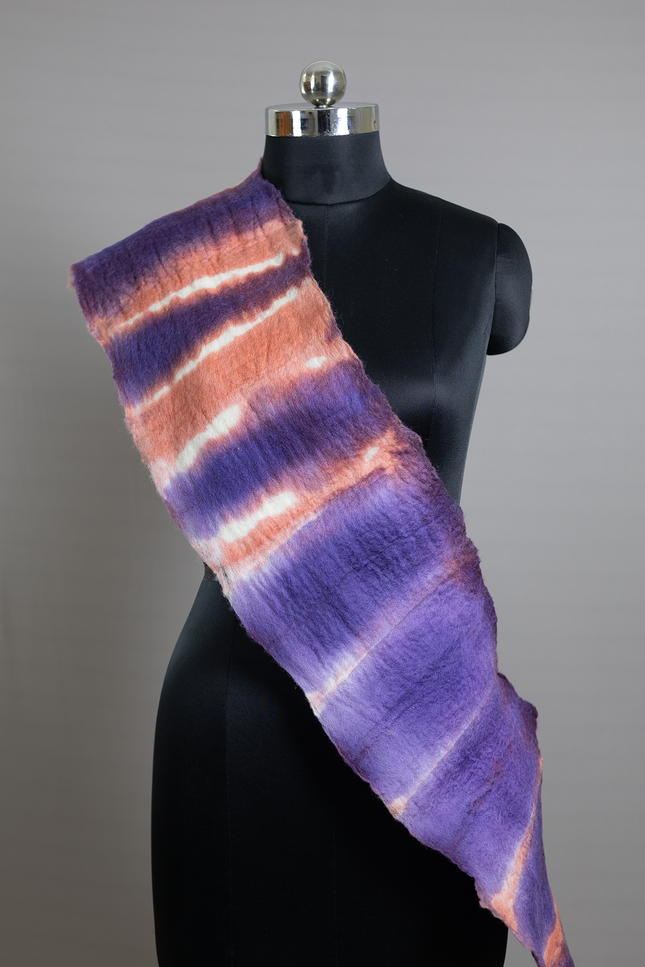 Handmade Merino wool wet felted naturally dyed scarf