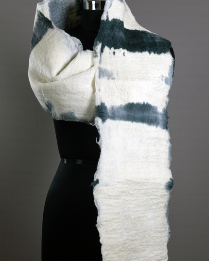 Handmade Merino wool wet felted naturally dyed scarf