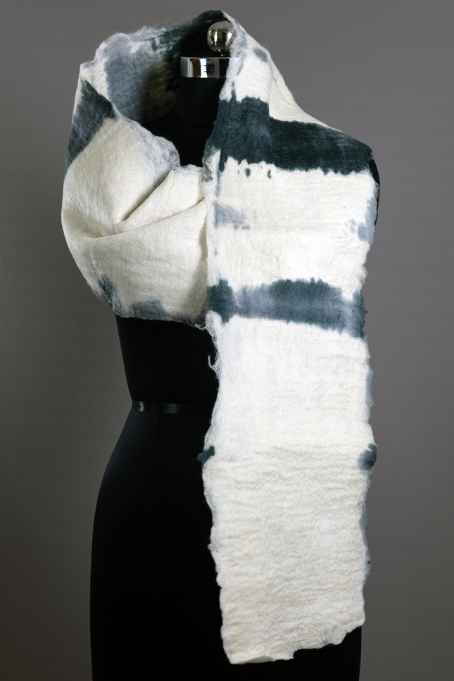Handmade Merino wool wet felted naturally dyed scarf