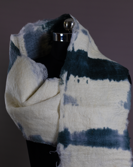 Handmade Merino wool wet felted naturally dyed scarf
