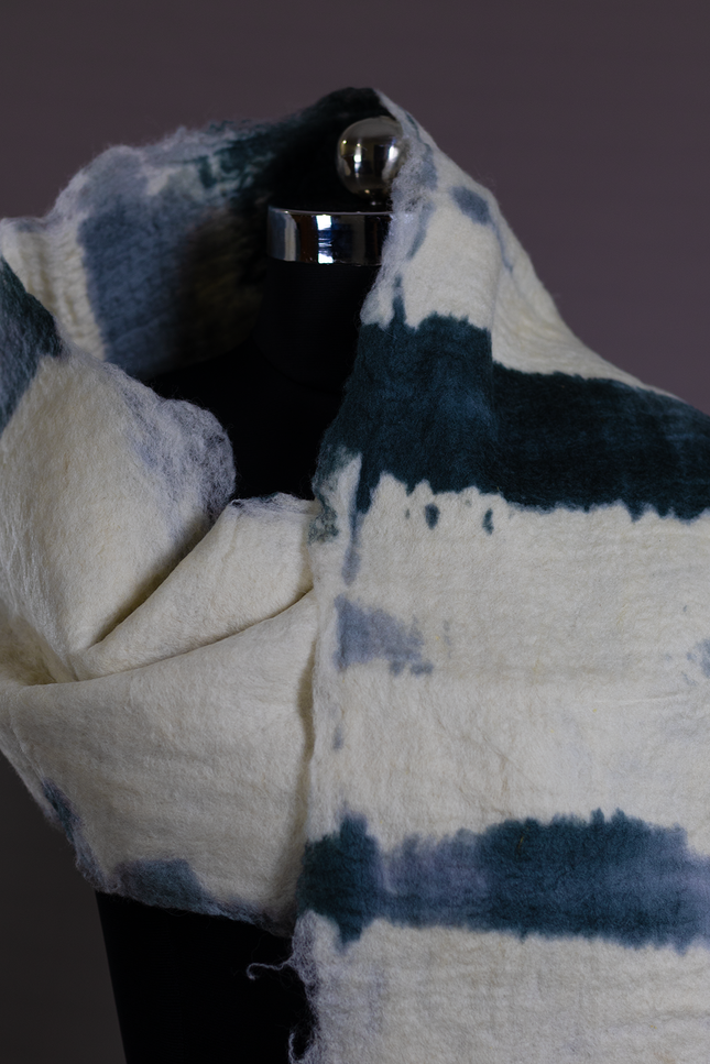 Handmade Merino wool wet felted naturally dyed scarf