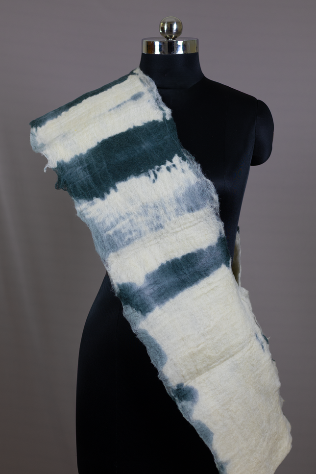 Handmade Merino wool wet felted naturally dyed scarf
