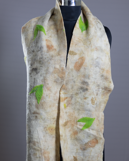 Handmade Merino wool wet felted naturally dyed scarf