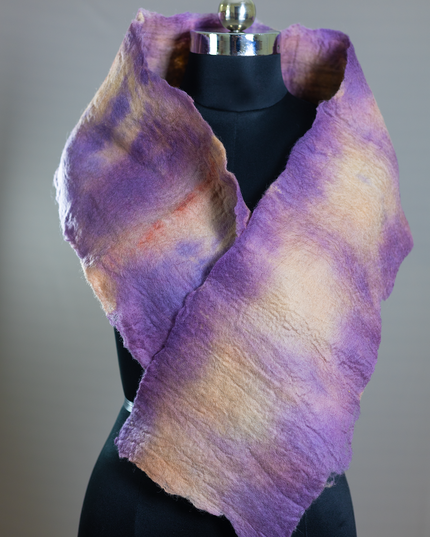 Handmade Merino wool wet felted naturally dyed scarf
