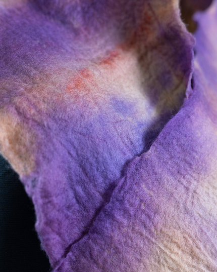 Handmade Merino wool wet felted naturally dyed scarf