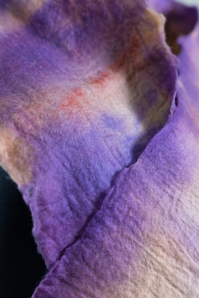 Handmade Merino wool wet felted naturally dyed scarf