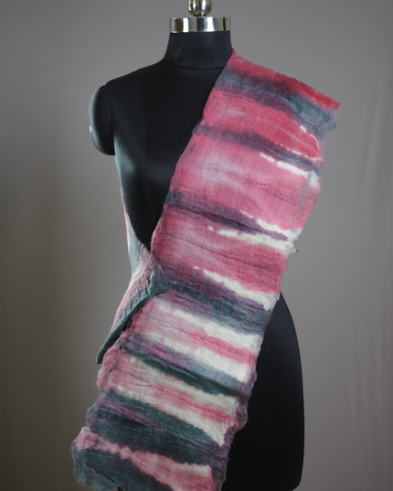 Handmade Merino Wool Wet Felted Naturally Dyed Scarf