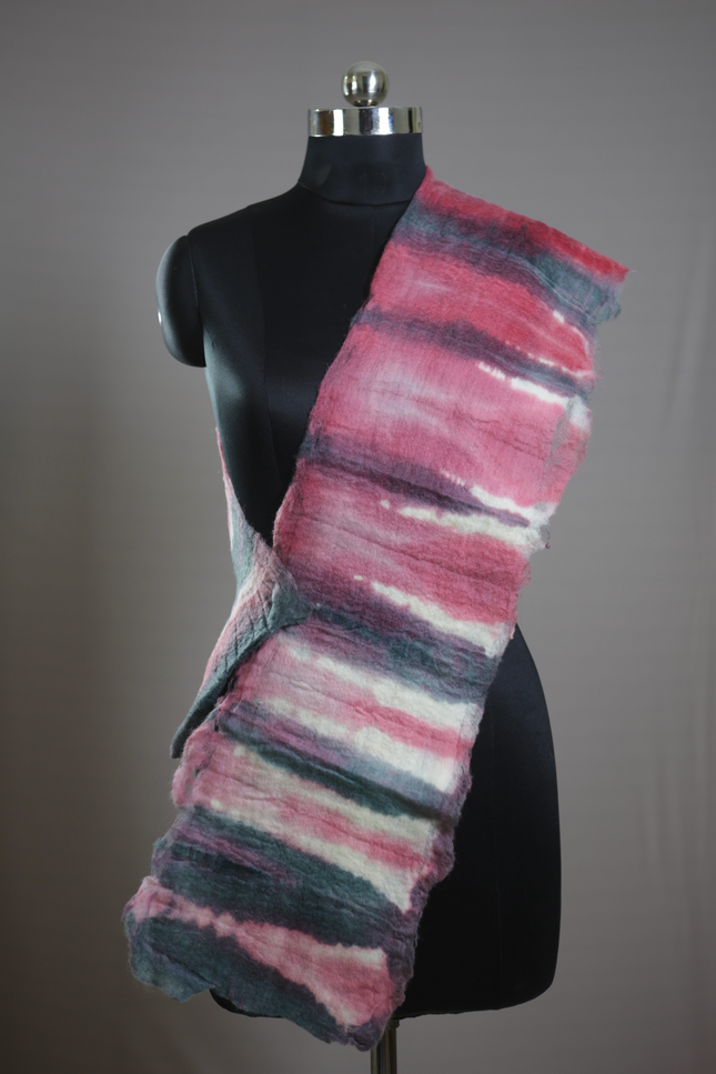 Handmade Merino Wool Wet Felted Naturally Dyed Scarf