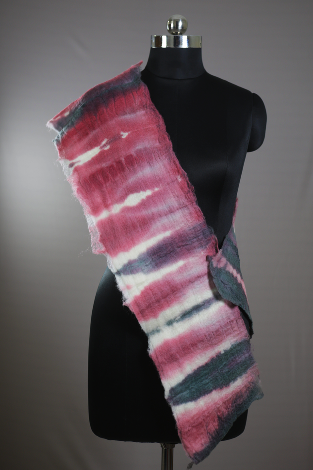 Handmade Merino Wool Wet Felted Naturally Dyed Scarf
