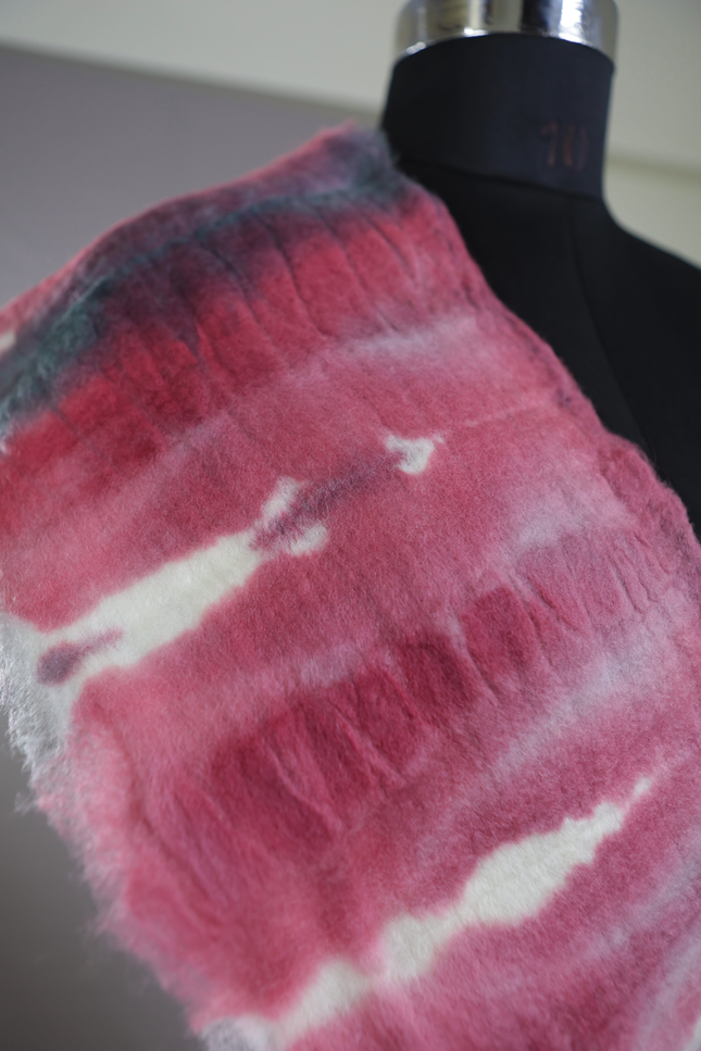 Handmade Merino Wool Wet Felted Naturally Dyed Scarf