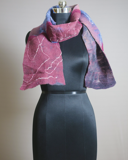 Handmade Merino Wool Wet Felted Naturally Dyed Scarf