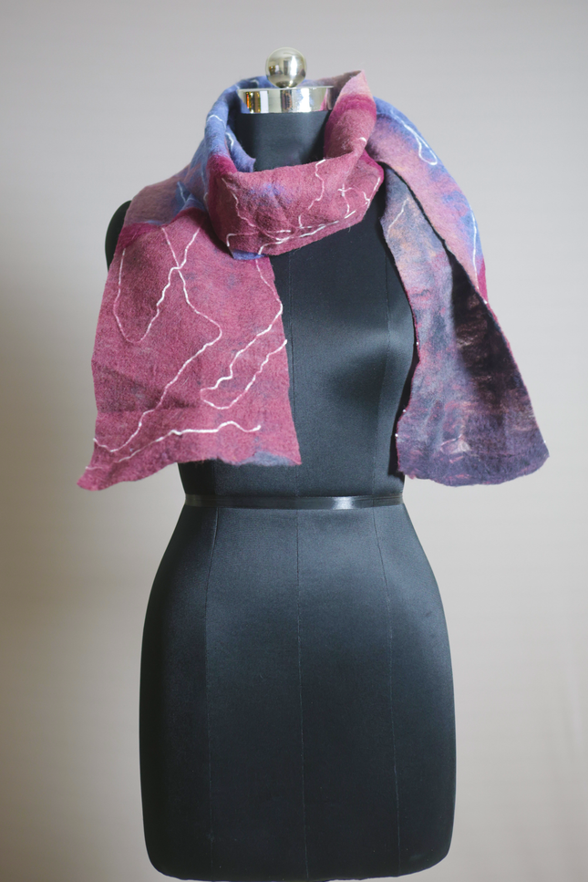 Handmade Merino Wool Wet Felted Naturally Dyed Scarf