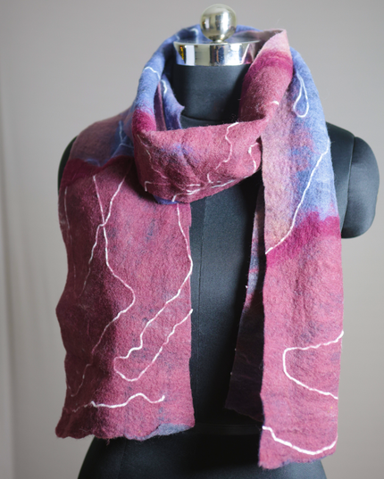 Handmade Merino Wool Wet Felted Naturally Dyed Scarf