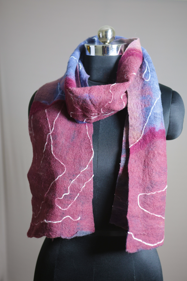 Handmade Merino Wool Wet Felted Naturally Dyed Scarf