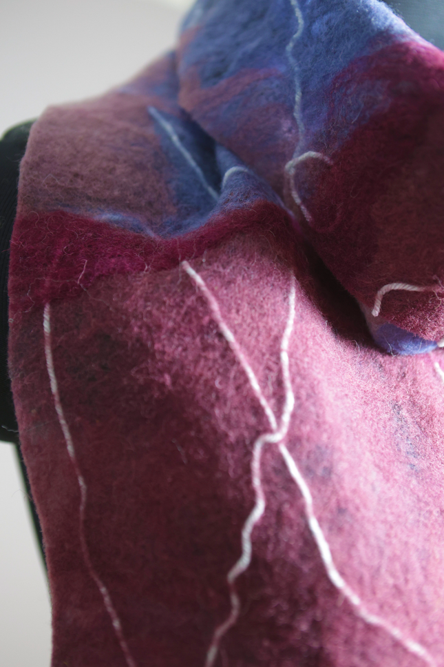 Handmade Merino Wool Wet Felted Naturally Dyed Scarf