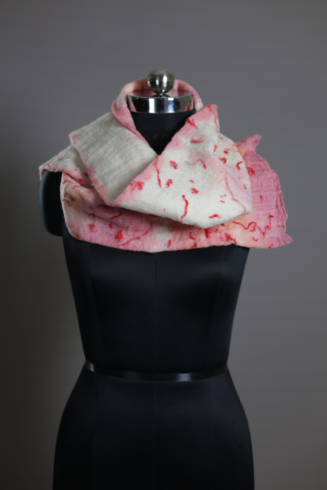 Handmade Merino Wool Wet Felted Naturally Dyed Scarf