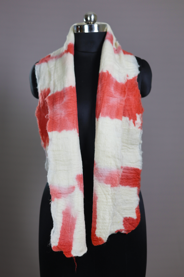 Handmade Merino Wool Wet Felted Naturally Dyed Scarf