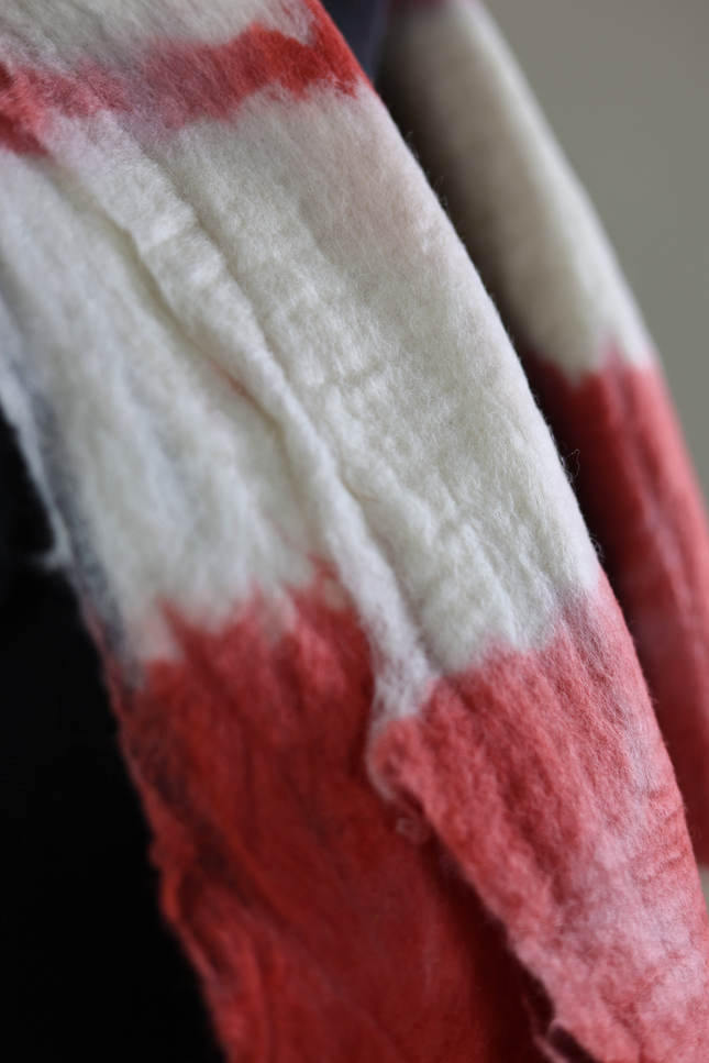 Handmade Merino Wool Wet Felted Naturally Dyed Scarf