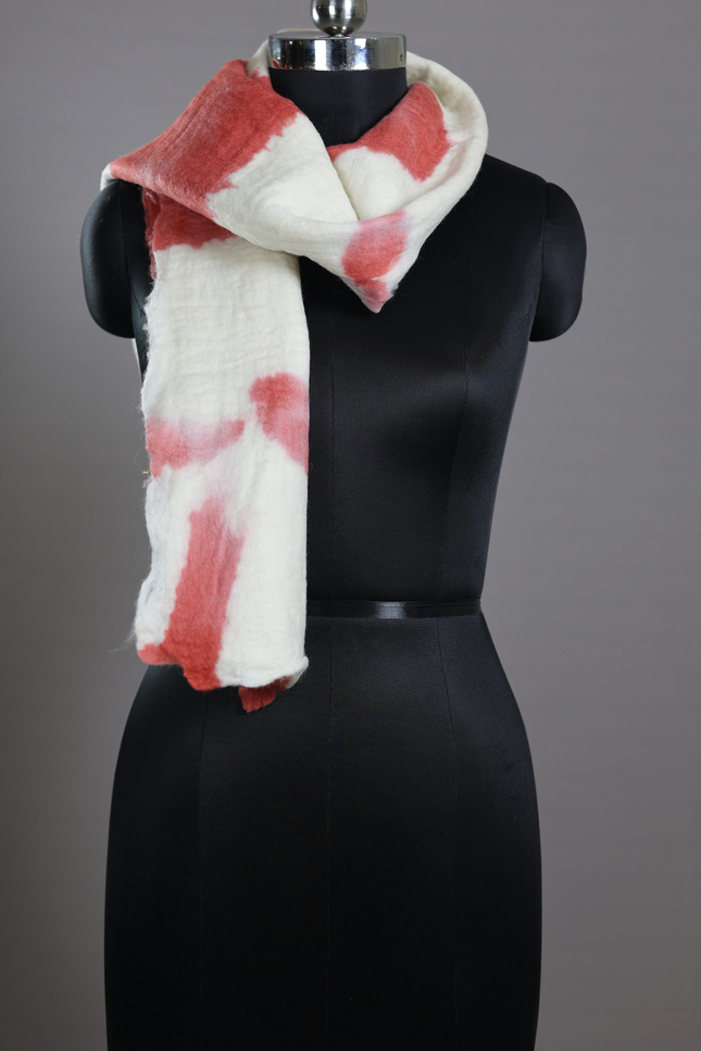 Handmade Merino Wool Wet Felted Naturally Dyed Scarf