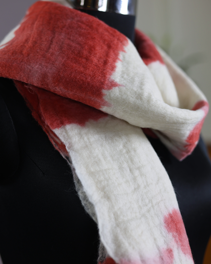 Handmade Merino Wool Wet Felted Naturally Dyed Scarf