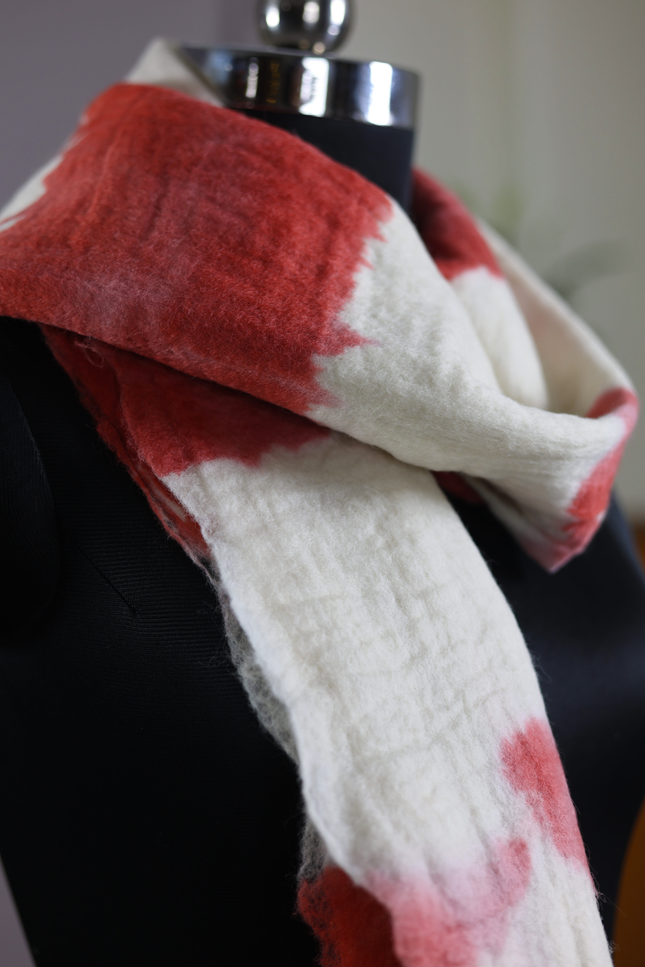 Handmade Merino Wool Wet Felted Naturally Dyed Scarf