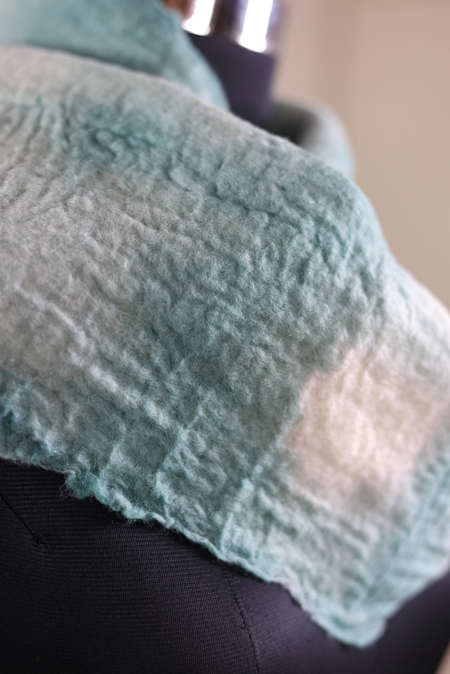 Handmade Merino Wool Wet Felted Naturally Dyed Scarf