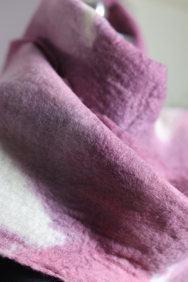 Handmade Merino Wool Wet Felted Naturally Dyed Scarf