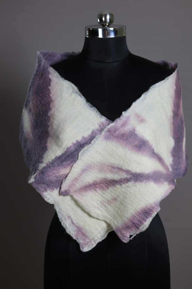 Handmade Merino Wool Wet Felted Naturally Dyed Scarf