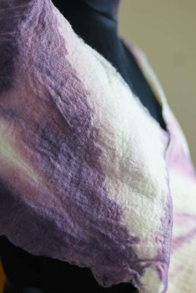 Handmade Merino Wool Wet Felted Naturally Dyed Scarf