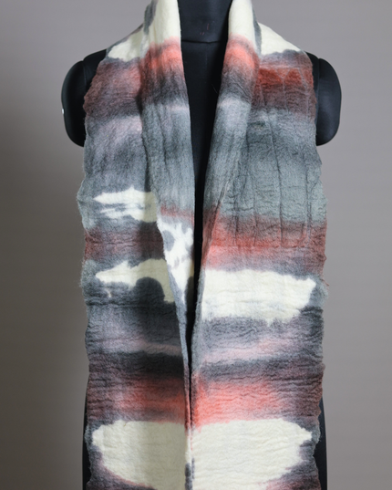Handmade Merino Wool Wet Felted Naturally Dyed Scarf