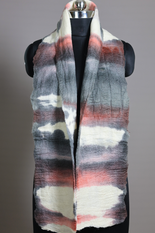 Handmade Merino Wool Wet Felted Naturally Dyed Scarf