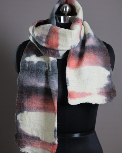 Handmade Merino Wool Wet Felted Naturally Dyed Scarf