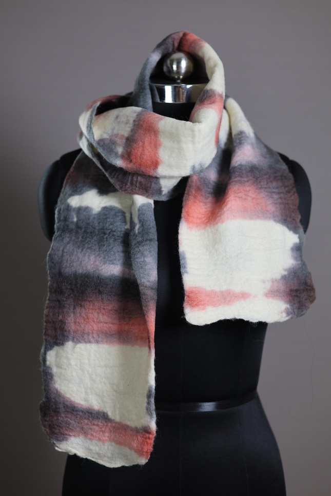 Handmade Merino Wool Wet Felted Naturally Dyed Scarf