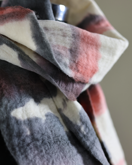 Handmade Merino Wool Wet Felted Naturally Dyed Scarf