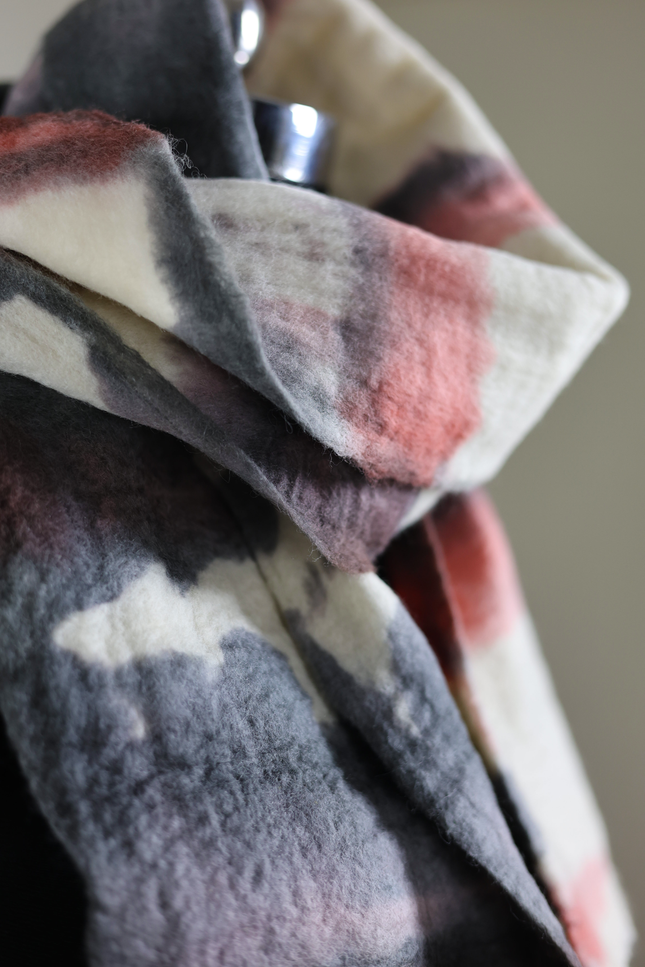 Handmade Merino Wool Wet Felted Naturally Dyed Scarf