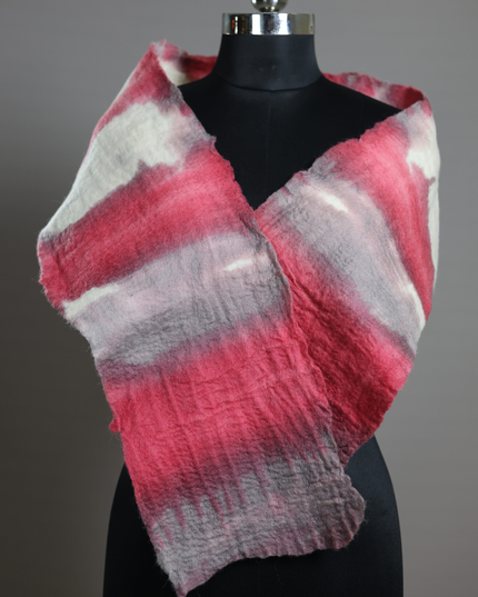 Handmade Merino Wool Wet Felted Naturally Dyed Scarf