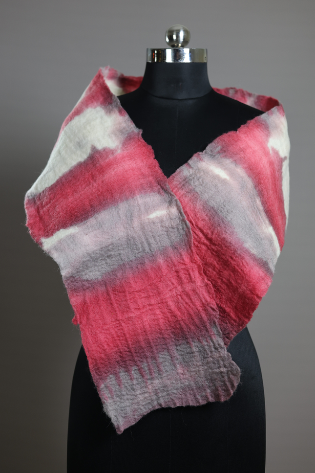Handmade Merino Wool Wet Felted Naturally Dyed Scarf