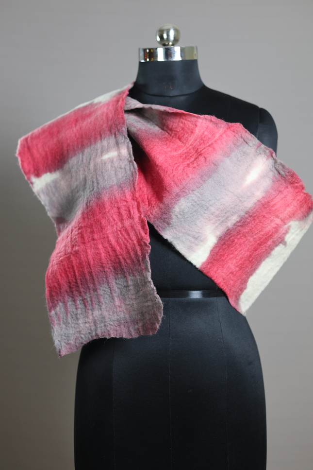 Handmade Merino Wool Wet Felted Naturally Dyed Scarf