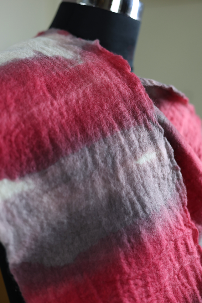 Handmade Merino Wool Wet Felted Naturally Dyed Scarf