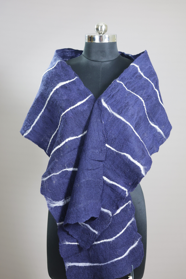 Handmade Merino Wool Wet Felted Naturally Dyed Scarf
