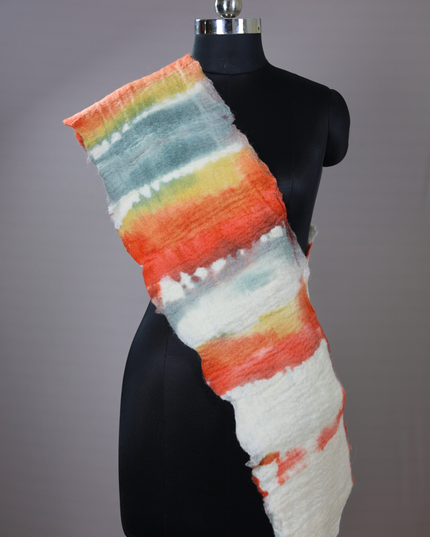 Handmade Merino Wool Wet Felted Naturally Dyed Scarf