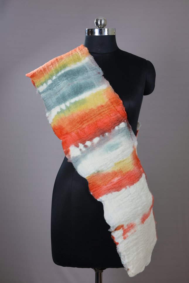 Handmade Merino Wool Wet Felted Naturally Dyed Scarf