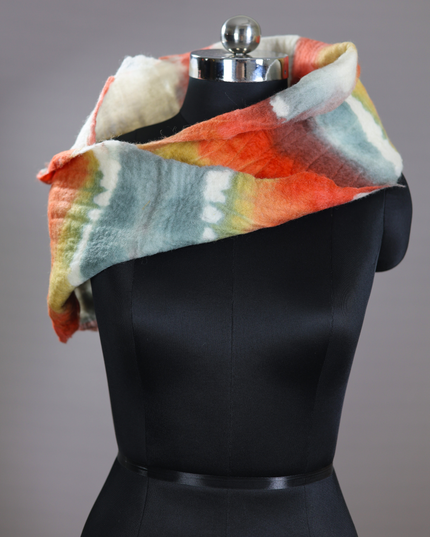 Handmade Merino Wool Wet Felted Naturally Dyed Scarf