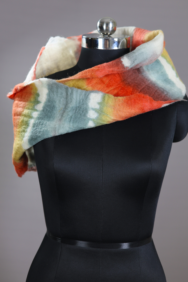 Handmade Merino Wool Wet Felted Naturally Dyed Scarf